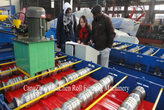 0.3-0.6mm 두께 타일 제작용 자동 강철 금속 이중 레이어 롤 성형기