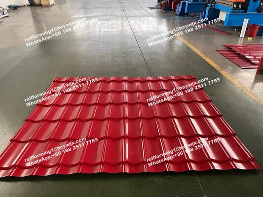 0.3-0.6mm 두께 지붕 타일을 위한 유압 절단 PLC 제어 시스템이 장착된 이중 레이어 롤 성형기