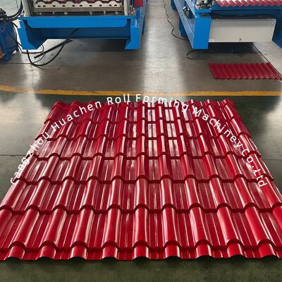 1200mm 자재 폭 18 롤러 PPGI/GI 지붕 타일용 5.5KW 동력의 유광 타일 롤 성형기