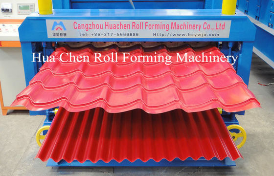 0.3-0.6mm 강판 두께 및 1250mm 폭용 PLC 제어 이중층 롤 성형기